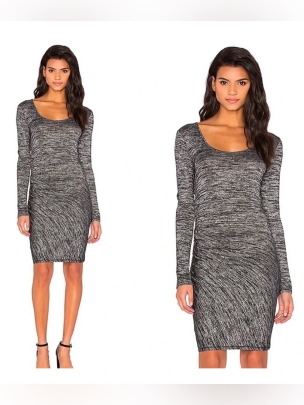 Rag & Bone Heather Gray Ruched Long Sleeve Sweater Dress Small
